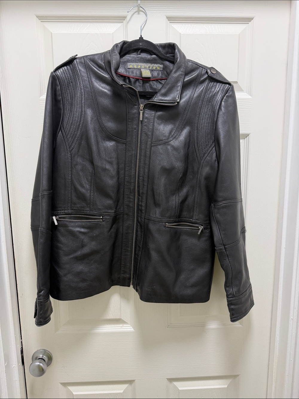 Kenneth Cole Reaction Women's Black Leather Zip Jacket